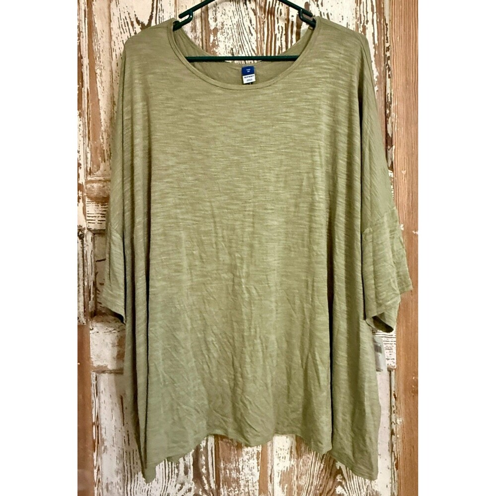 Old Navy Oversized Short Sleeve Luxe Slub-Knit T-Shirt - Saguaro - 4X